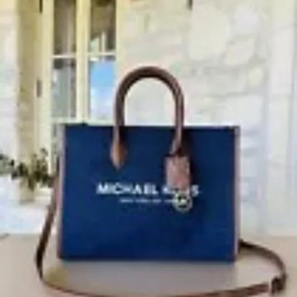 Michael Kors Blue Denim and Brown Women's Large Tote Bag